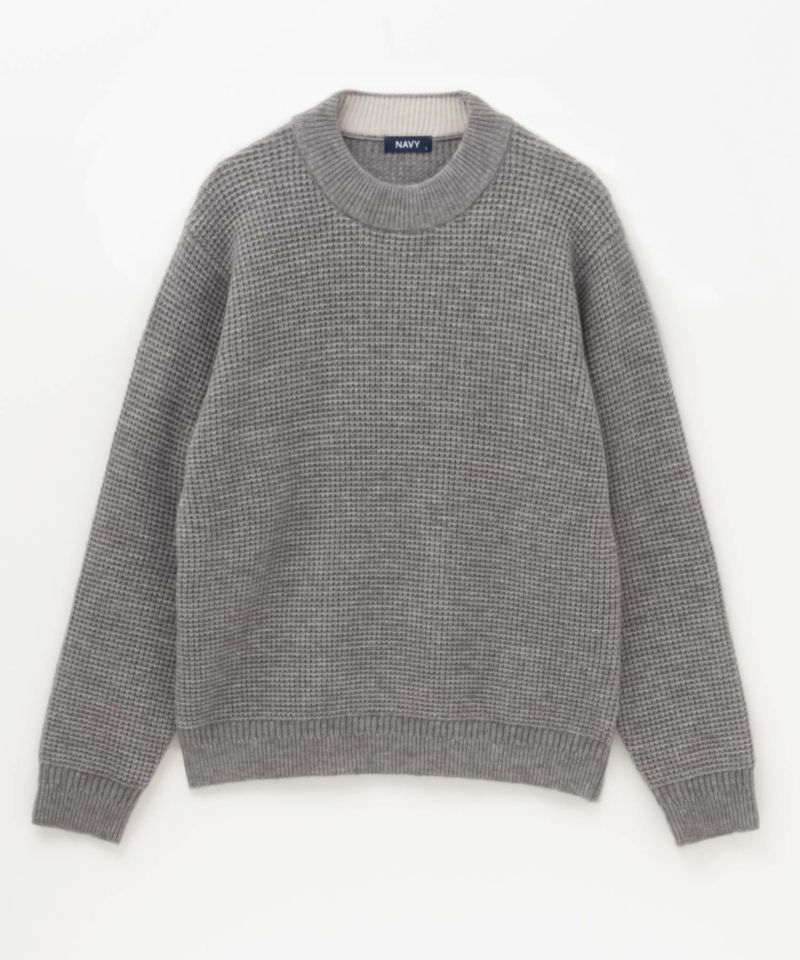 NAVY 快適ニット ワッフルモックネック メンズ商品画像-9
