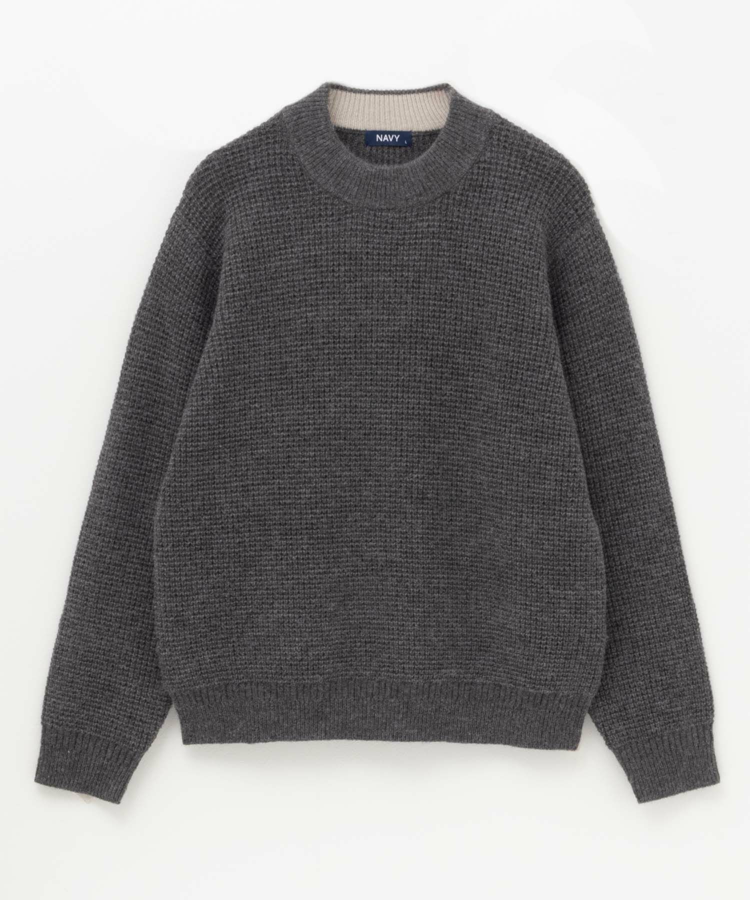 NAVY 快適ニット ワッフルモックネック メンズ