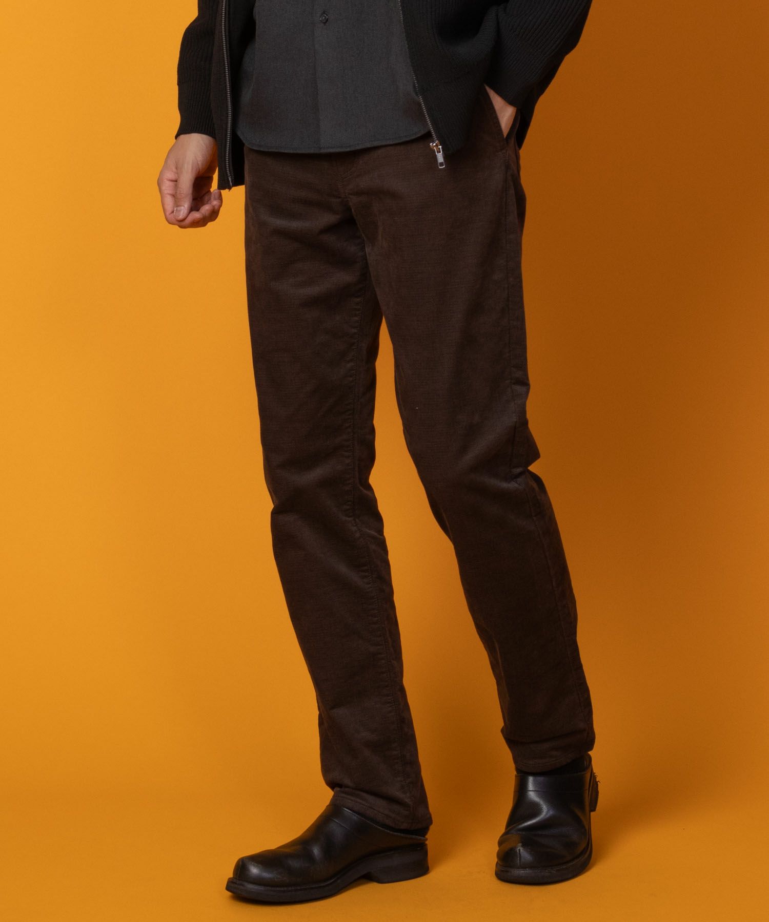 NAVY 温℃ ドビーコール裏起毛パンツ メンズ