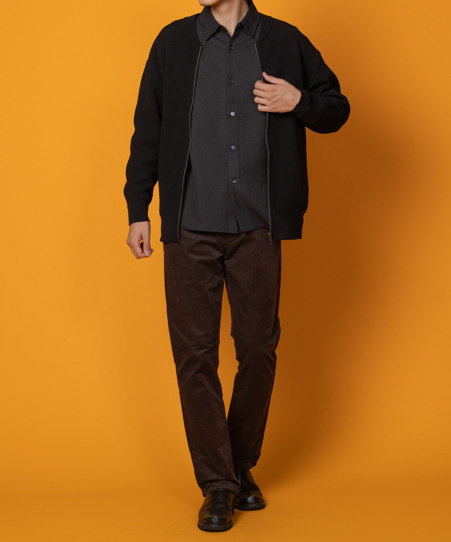 NAVY 温℃ ドビーコール裏起毛パンツ メンズ