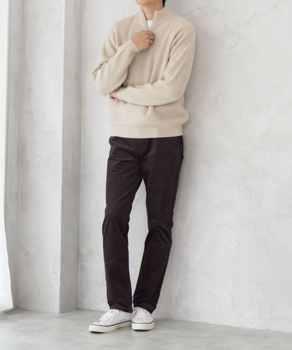 NAVY 温℃ ドビーコール裏起毛パンツ メンズ