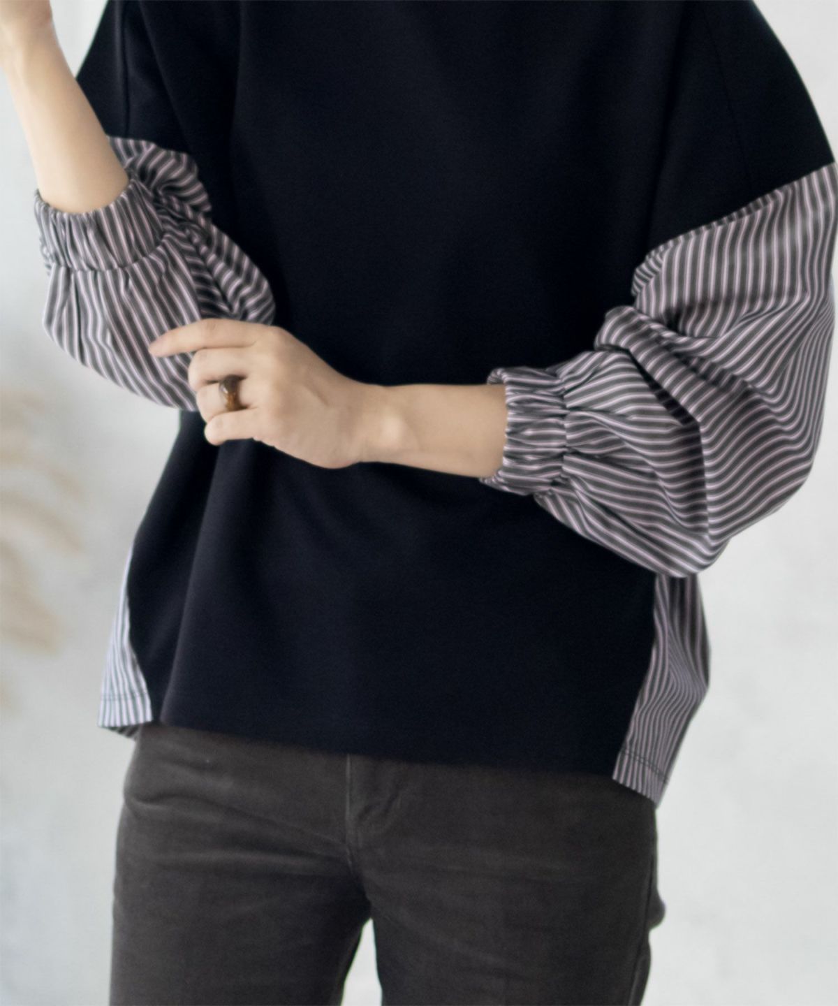 nAvy 異素材切替プルオーバー レディース