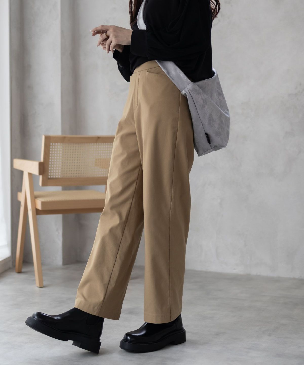 HusHusH らく美パン 裏起毛ストレートパンツ レディース