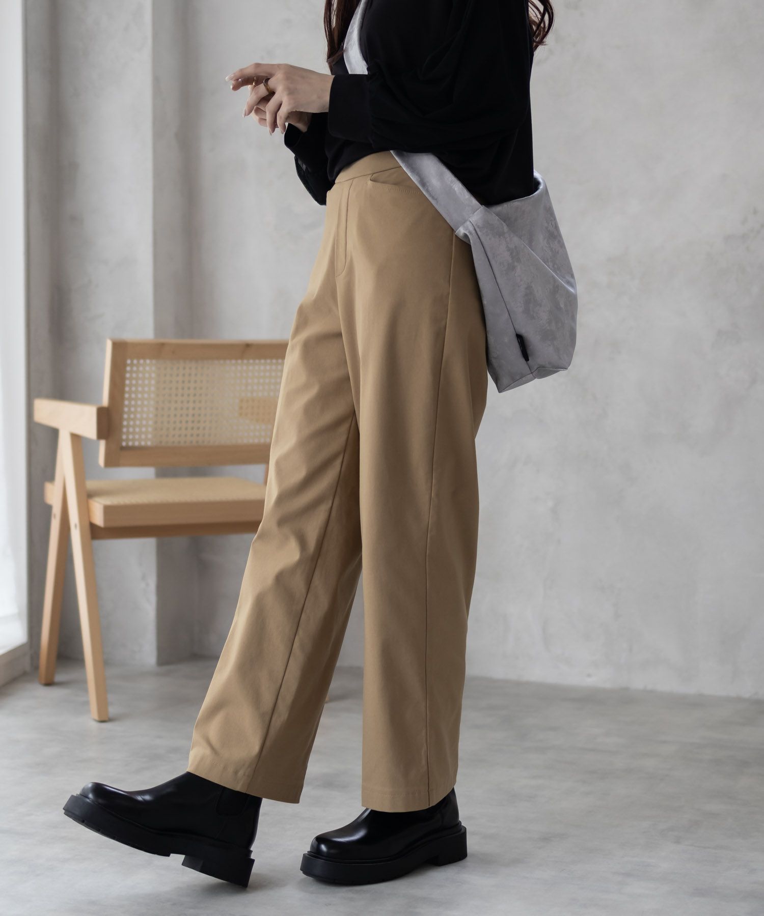 HusHusH らく美パン 裏起毛ストレートパンツ レディース