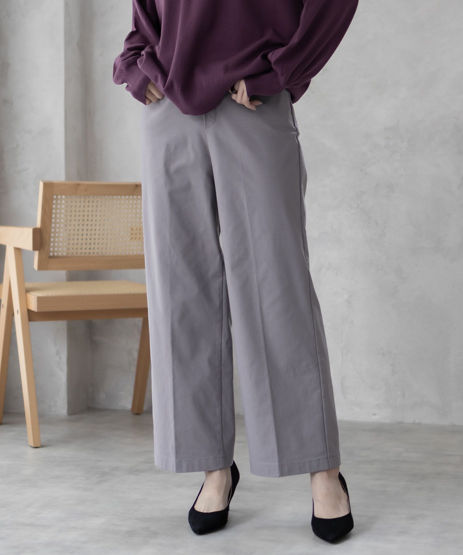 HusHusH らく美パン 裏起毛ストレートパンツ レディース