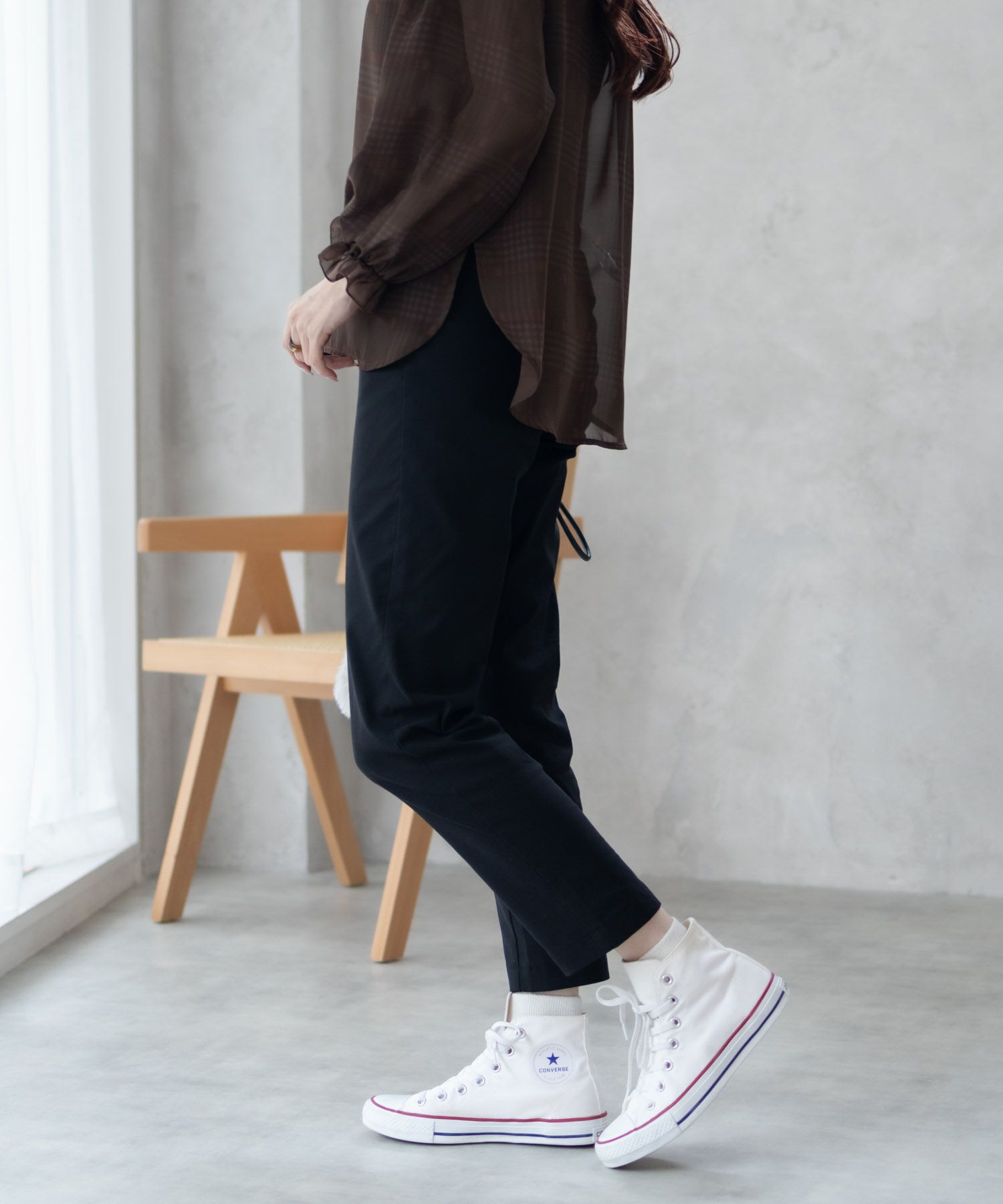 HusHusH らく美パン 裏起毛テーパードパンツ レディース