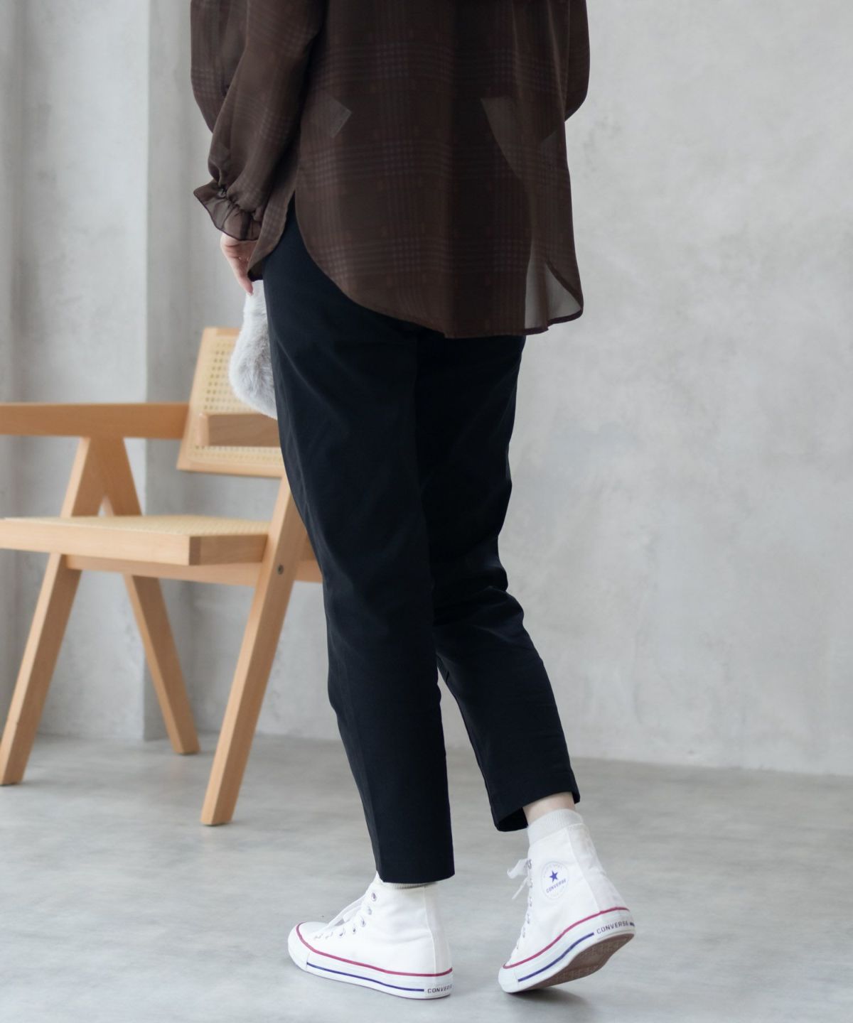 HusHusH らく美パン 裏起毛テーパードパンツ レディース