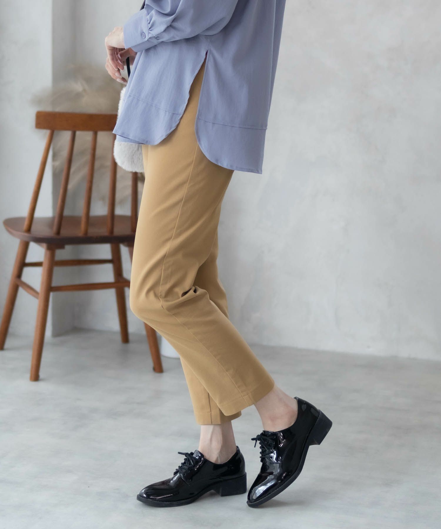 HusHusH らく美パン 裏起毛テーパードパンツ レディース