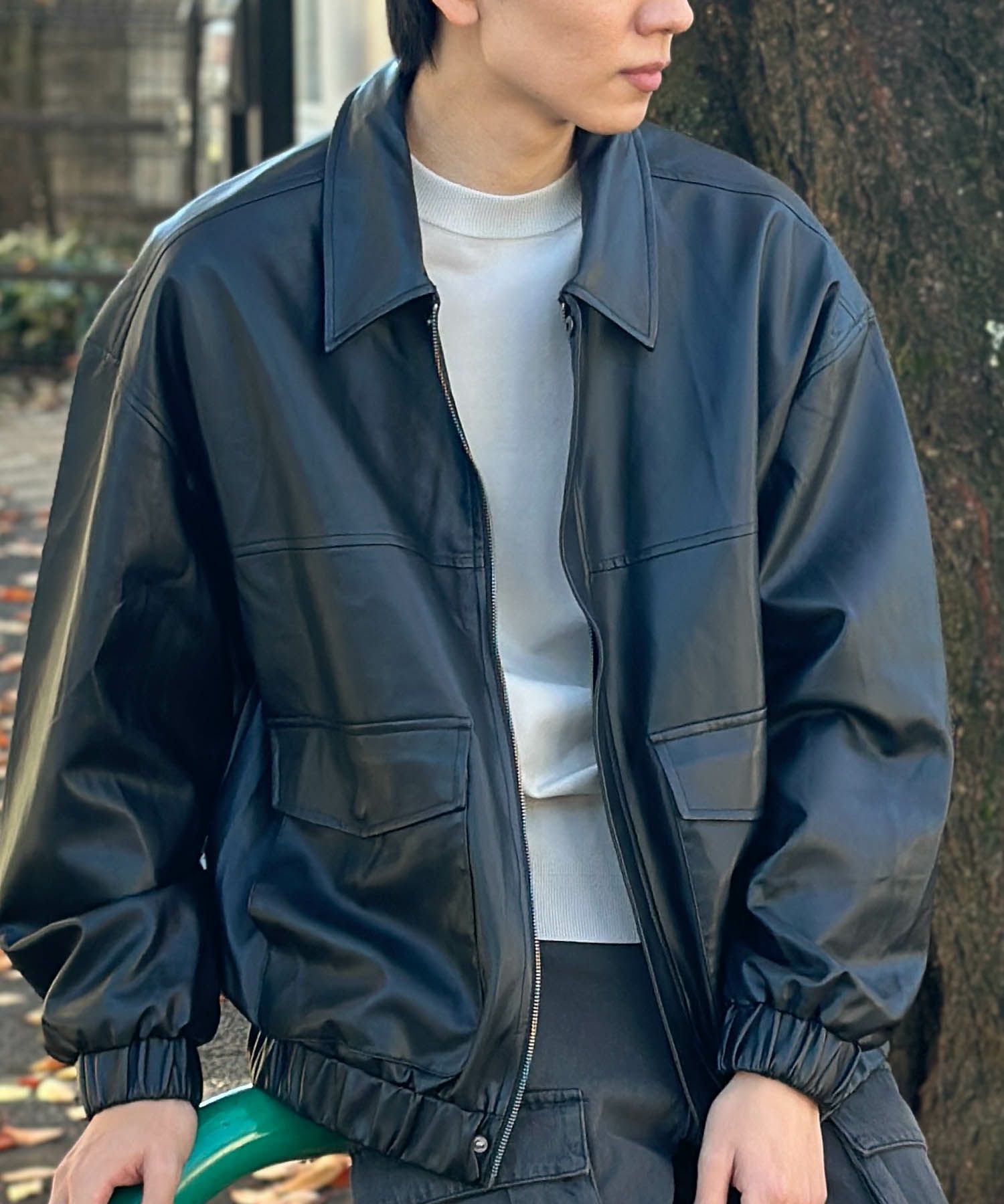 フェイクレザーA-2フライトジャケット メンズ 