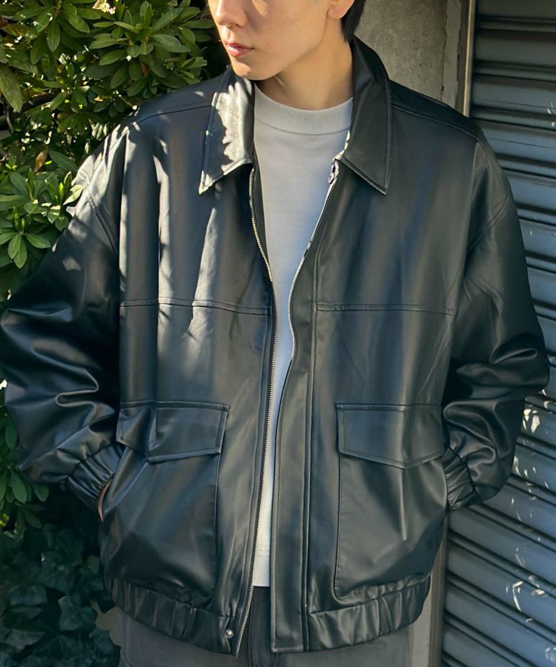 フェイクレザーA-2フライトジャケット メンズ商品画像-3