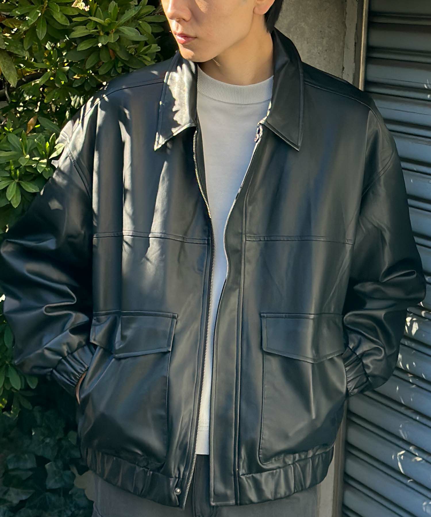 [期間限定価格]フェイクレザーA-2フライトジャケット メンズ商品画像-3