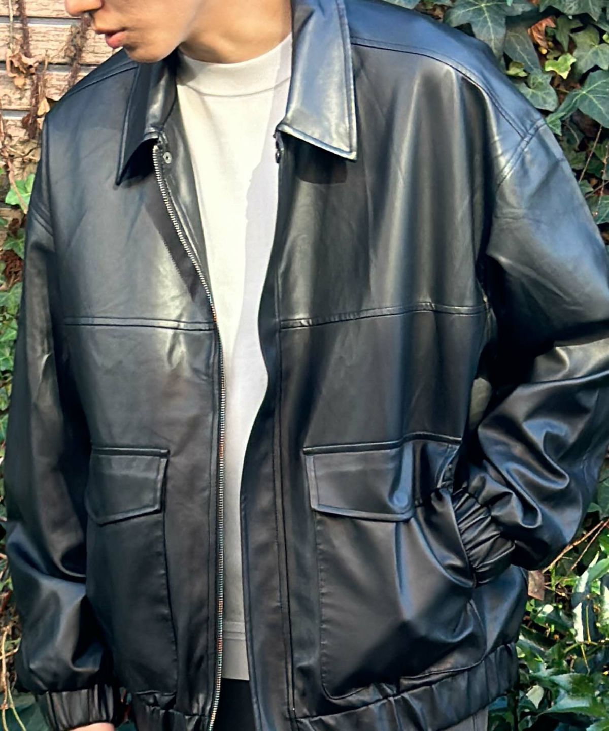 フェイクレザーA-2フライトジャケット メンズ