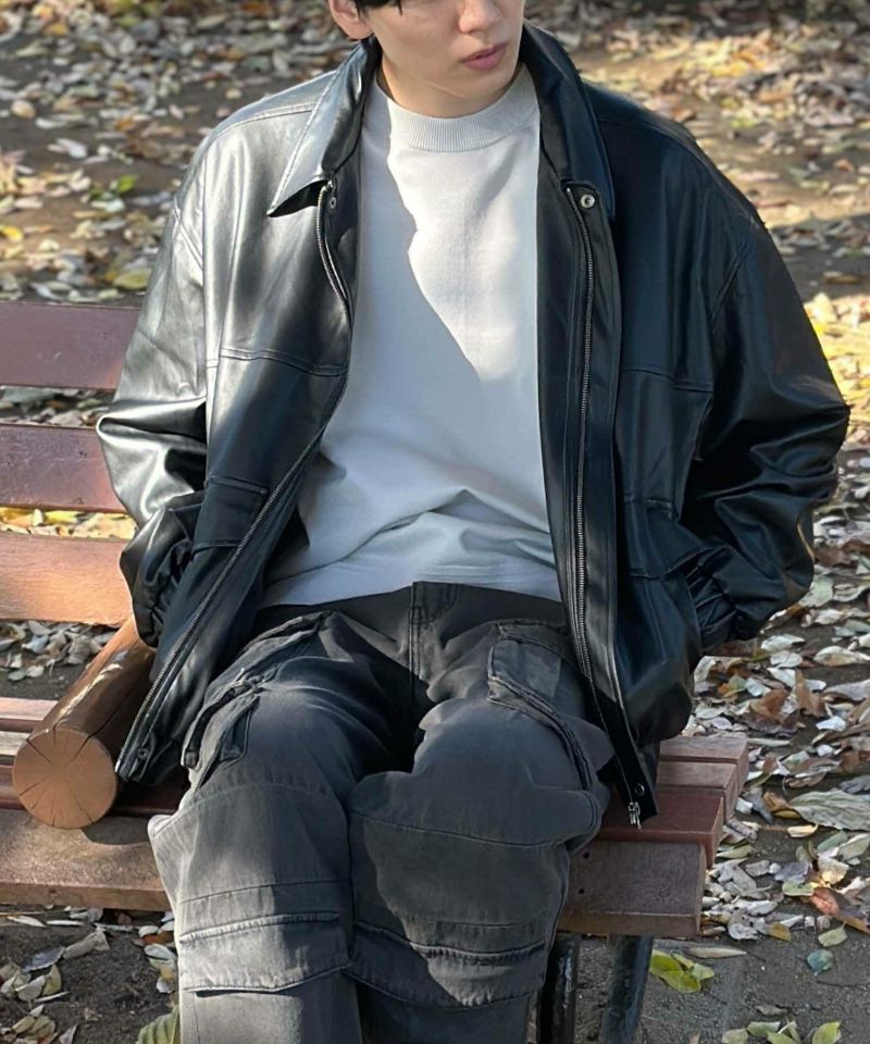 フェイクレザーA-2フライトジャケット メンズ商品画像-6