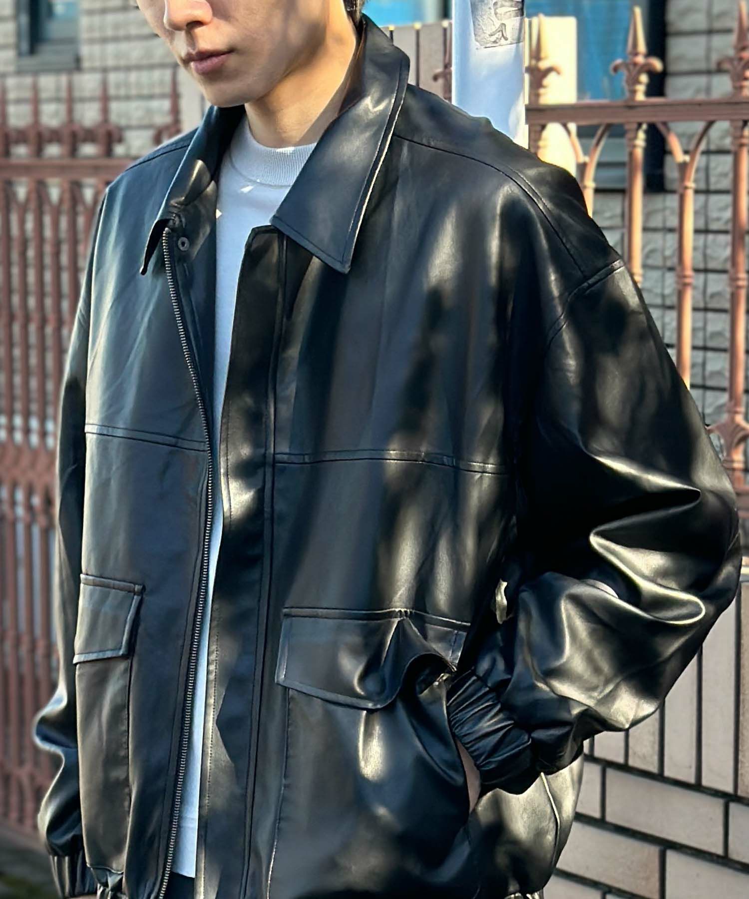 [期間限定価格]フェイクレザーA-2フライトジャケット メンズ商品画像-7