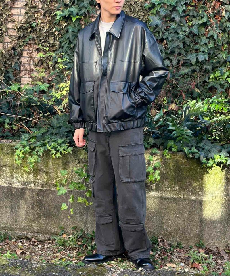 フェイクレザーA-2フライトジャケット メンズ商品画像-9