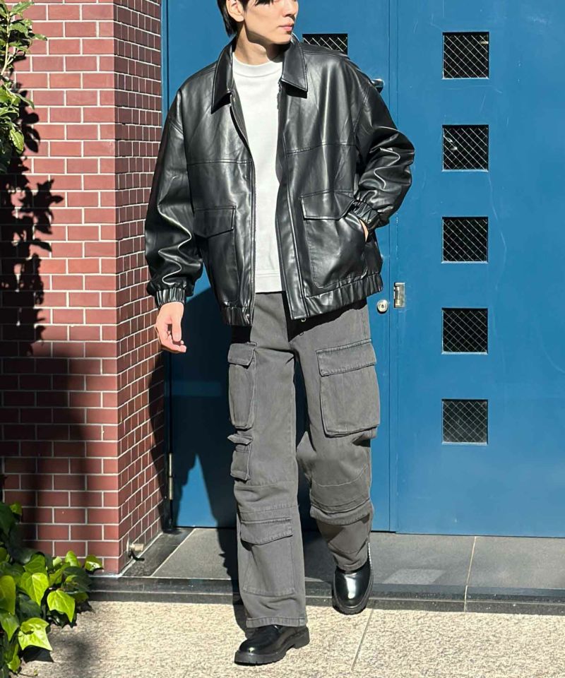 フェイクレザーA-2フライトジャケット メンズ商品画像-10