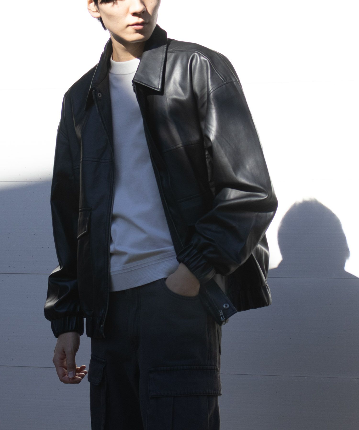 [期間限定価格]フェイクレザーA-2フライトジャケット メンズ商品画像-17