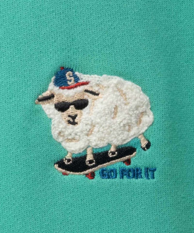 裏毛アニマル刺繍スウェット メンズ
