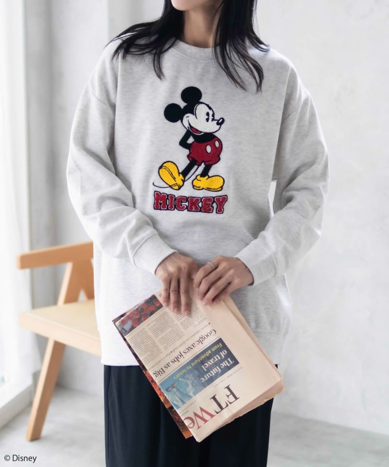 90s DISNEY ディズニー 刺繍 ビッグロゴ ミッキー スウェット