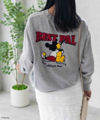 Disney ミッキーマウス / サガラ刺繍裏起毛トレーナー レディース