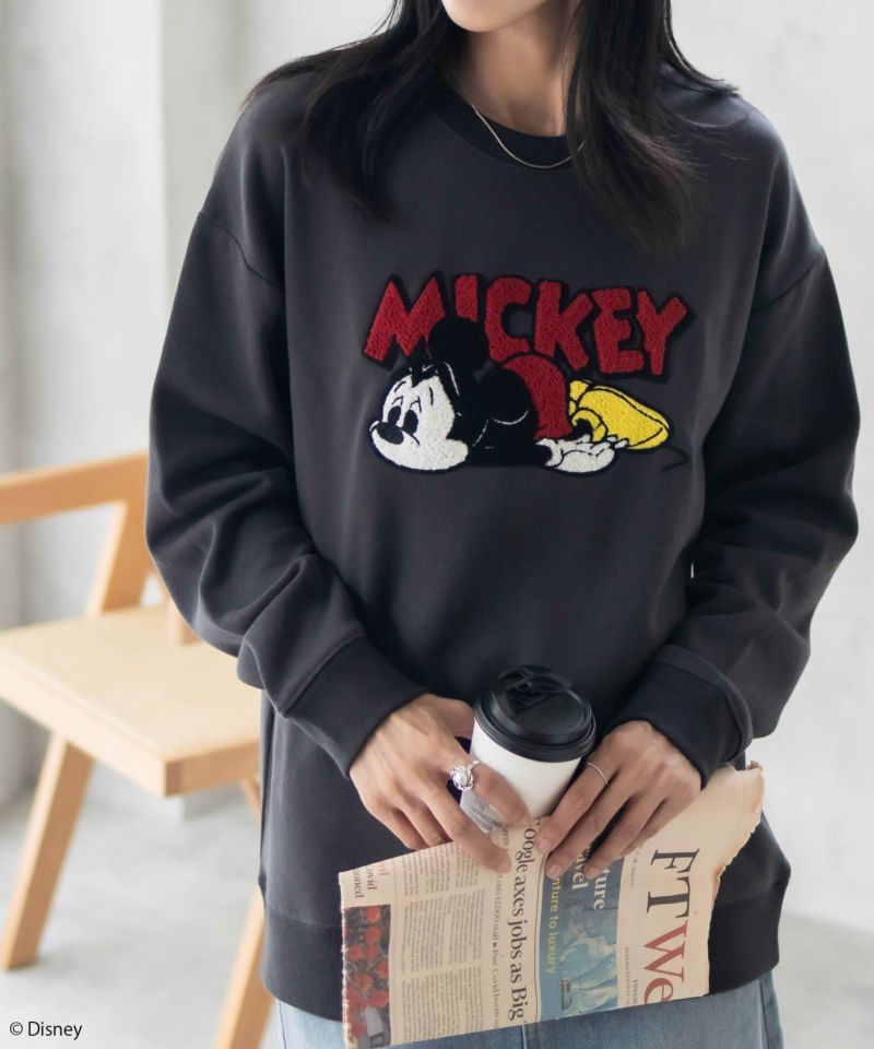 Disney ミッキーマウス / サガラ刺繍裏起毛トレーナー レディース
