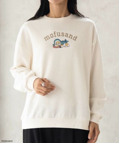 mofusand サメにゃんプリントトレーナー レディース