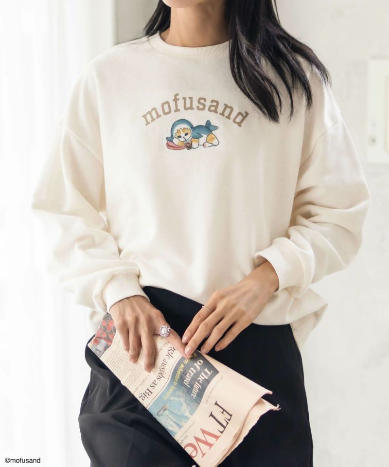 mofusand サメにゃんプリントトレーナー レディース商品画像-5