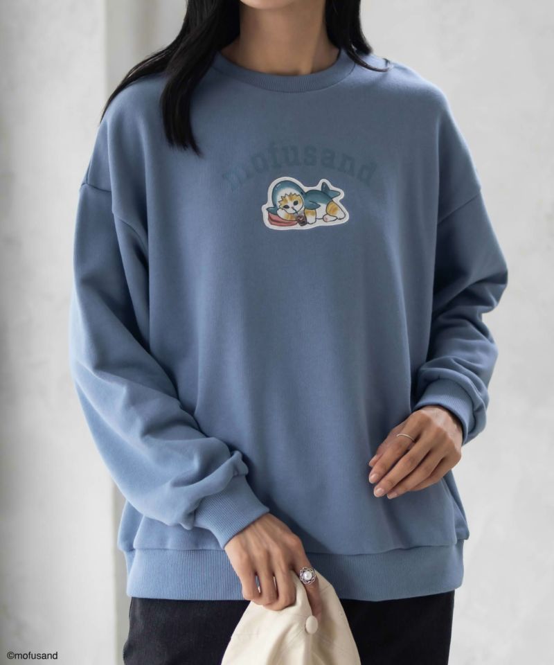 mofusand サメにゃんプリントトレーナー レディース商品画像-8