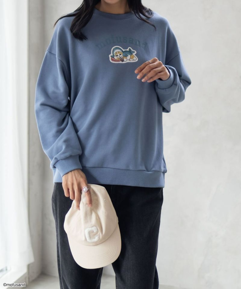 mofusand サメにゃんプリントトレーナー レディース商品画像-9