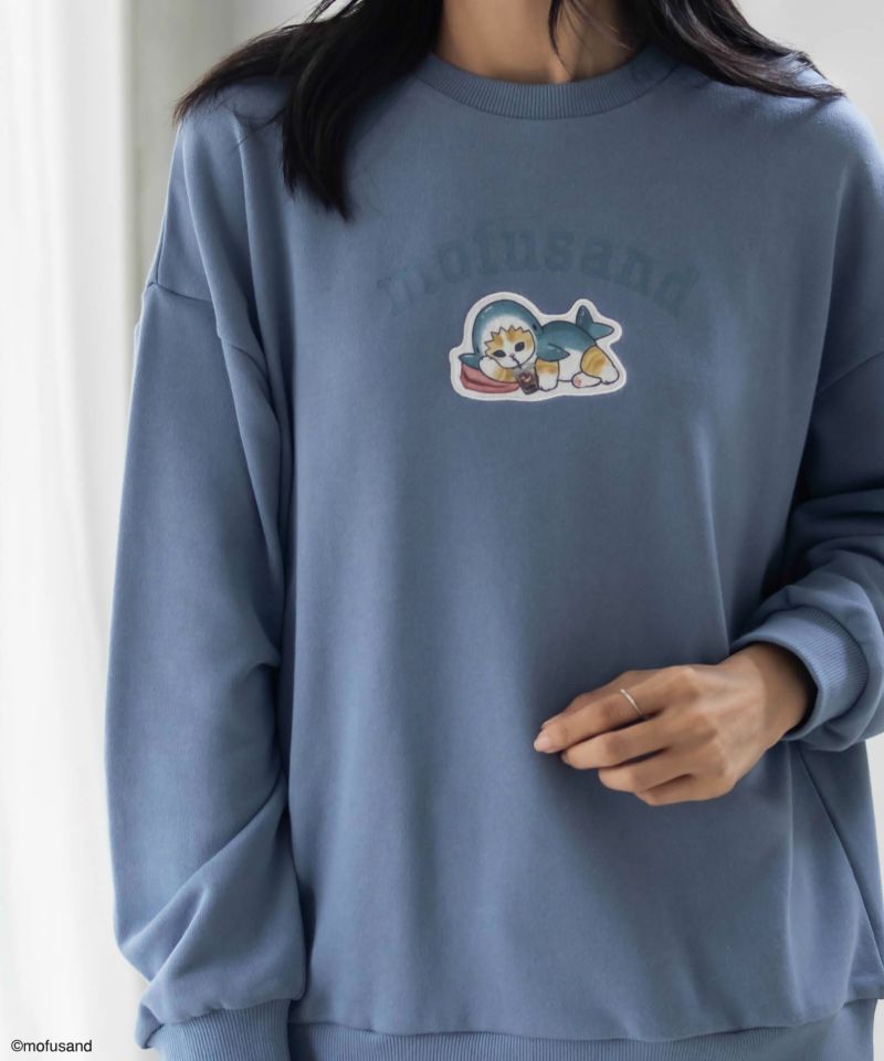 mofusand サメにゃんプリントトレーナー レディース商品画像-10
