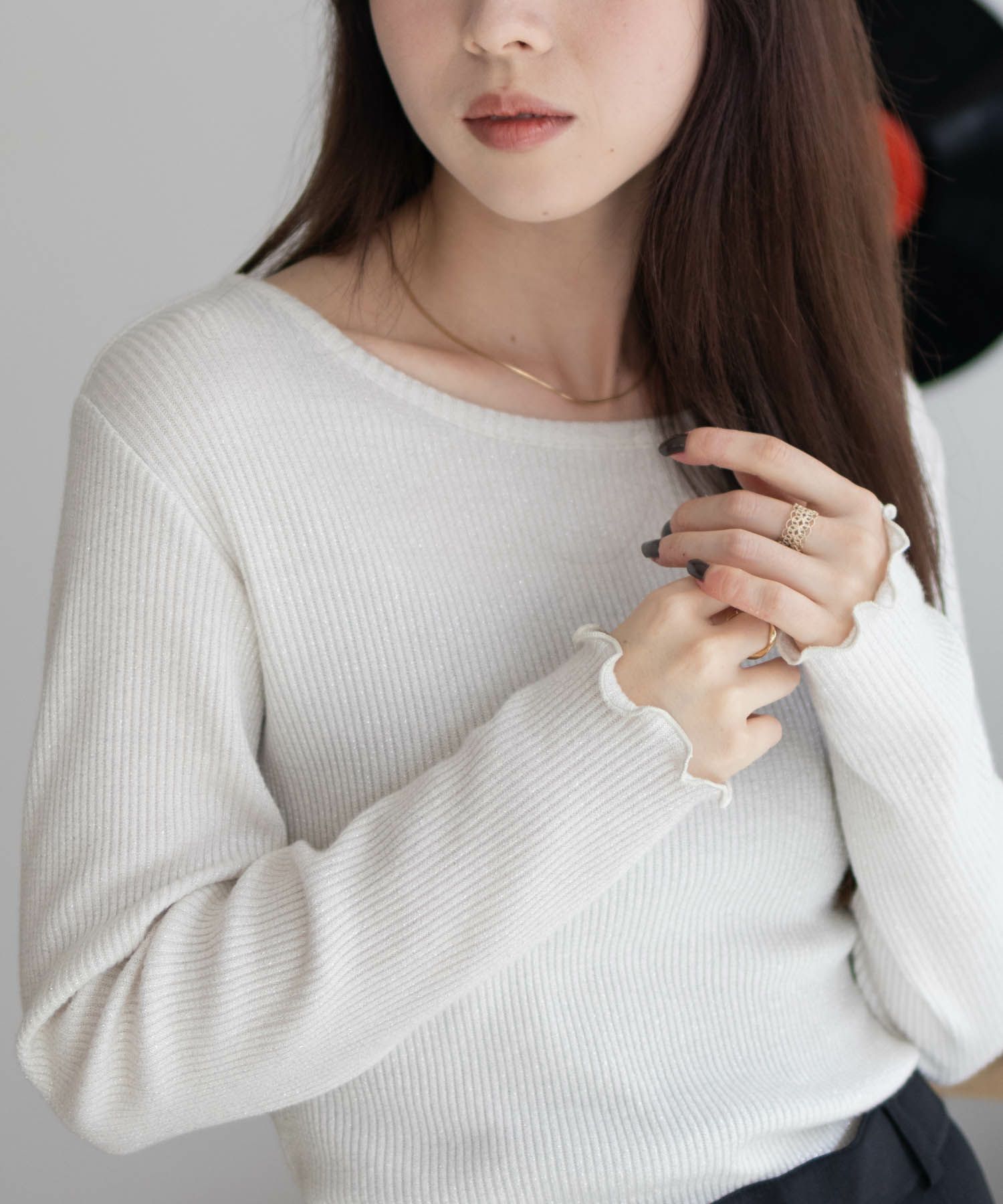 Howdy Marie  ラメリブカットソー レディース メール便 対応商品商品画像-1