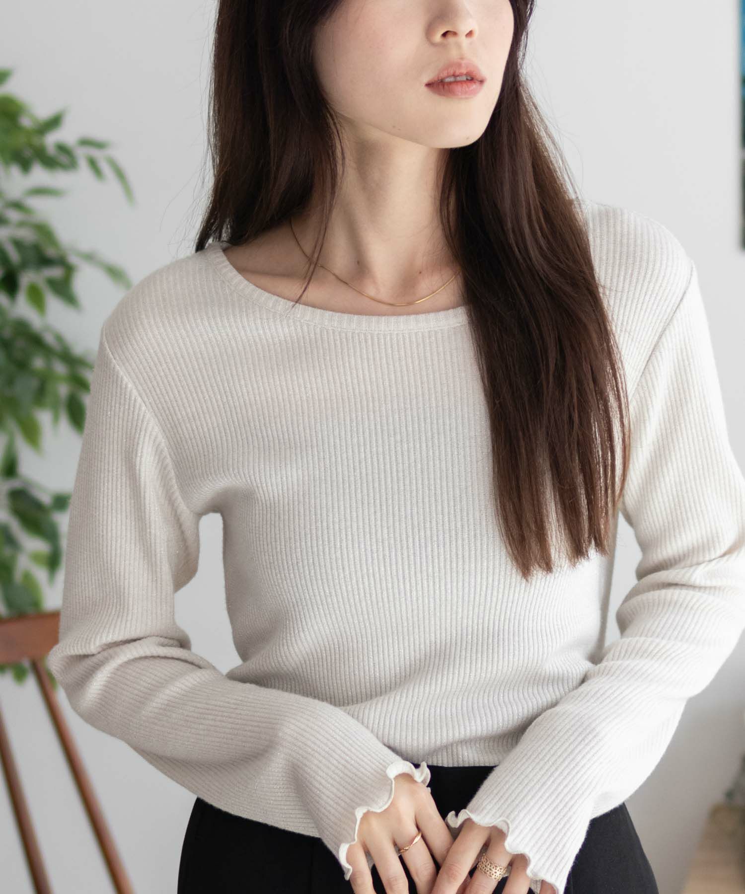 Howdy Marie  ラメリブカットソー レディース メール便 対応商品商品サムネイル-4