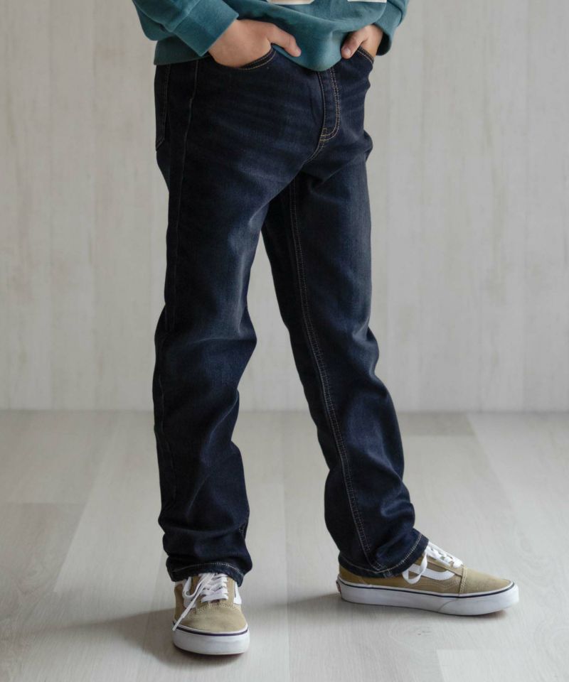 NAVY 温℃ 裏起毛 デニムレギュラーストレート キッズ商品画像-3