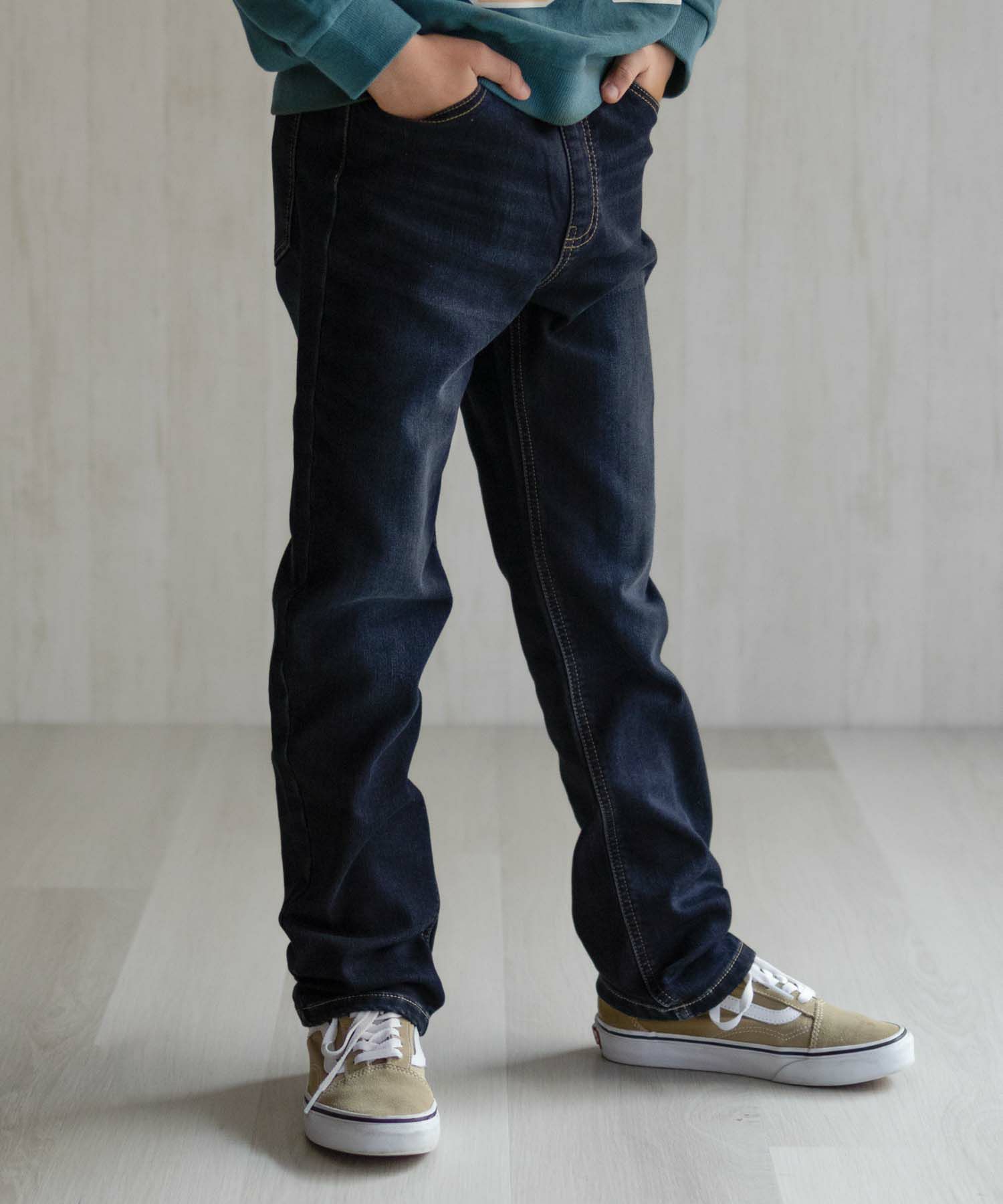 NAVY 温℃ 裏起毛 デニムレギュラーストレート キッズ商品サムネイル-3