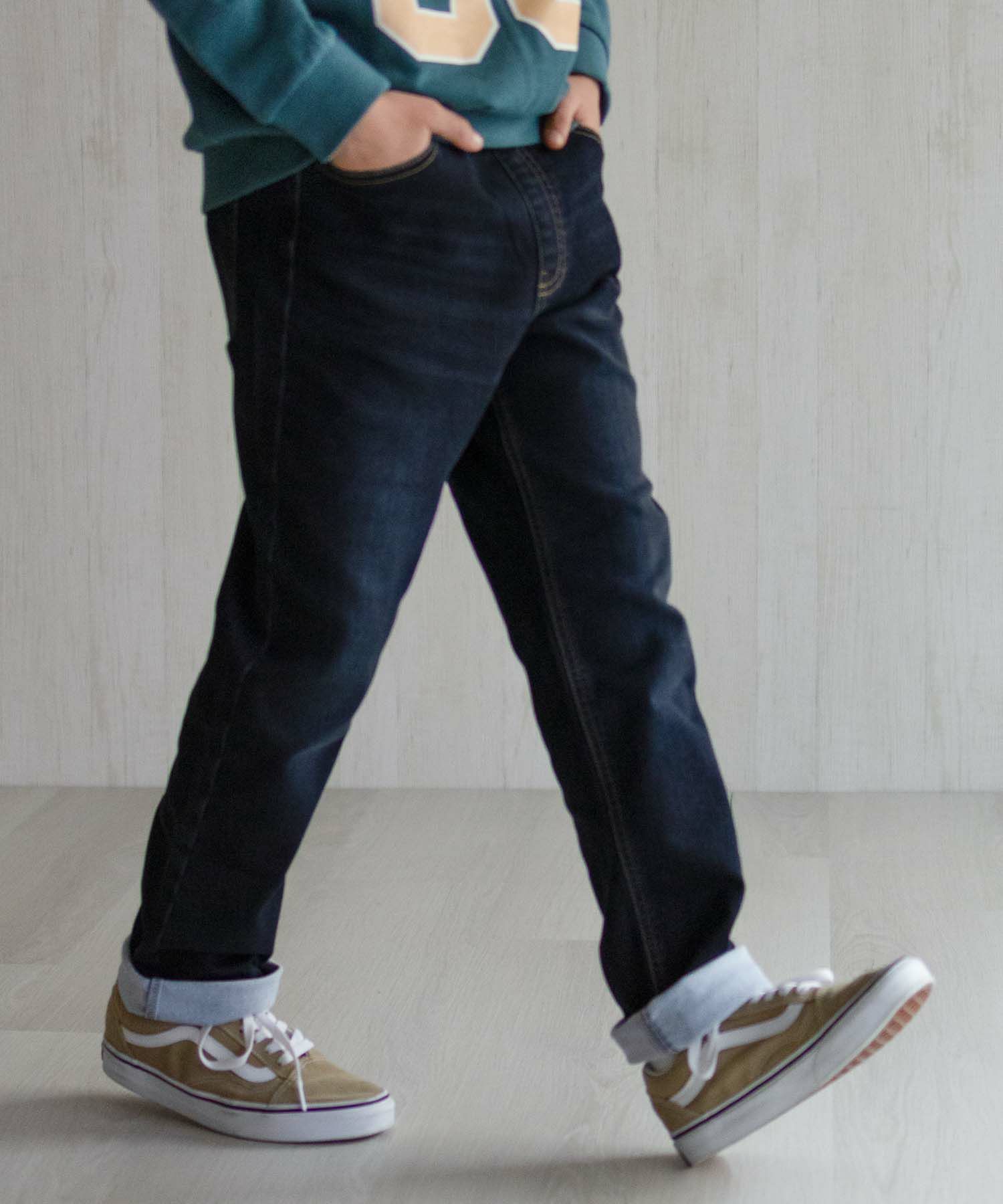 NAVY 温℃ 裏起毛 デニムレギュラーストレート キッズ商品サムネイル-6