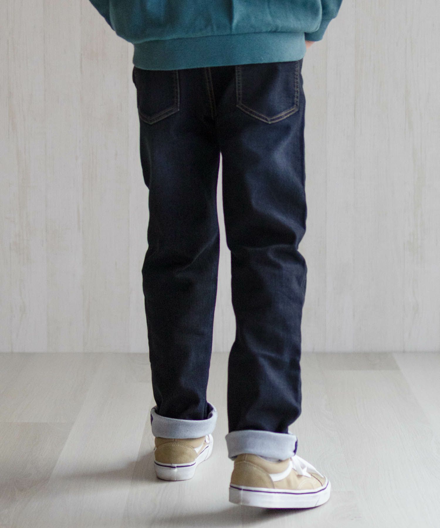NAVY 温℃ 裏起毛 デニムレギュラーストレート キッズ商品サムネイル-8