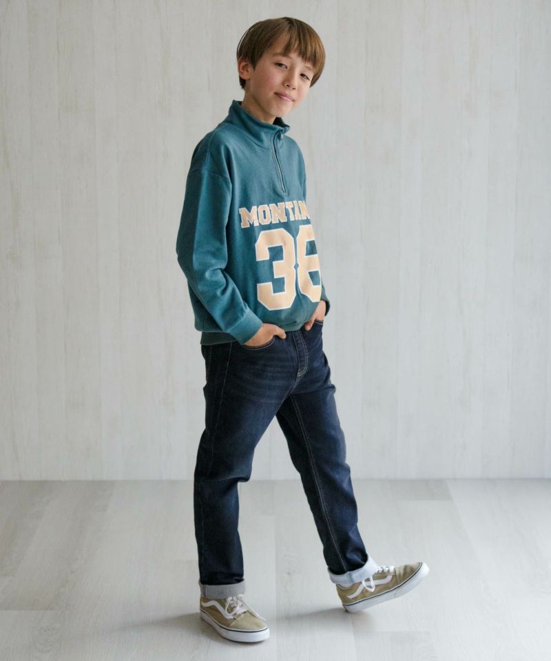 NAVY 温℃ 裏起毛 デニムレギュラーストレート キッズ商品画像-9