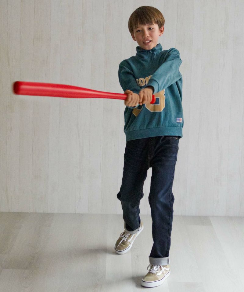 NAVY 温℃ 裏起毛 デニムレギュラーストレート キッズ商品画像-11