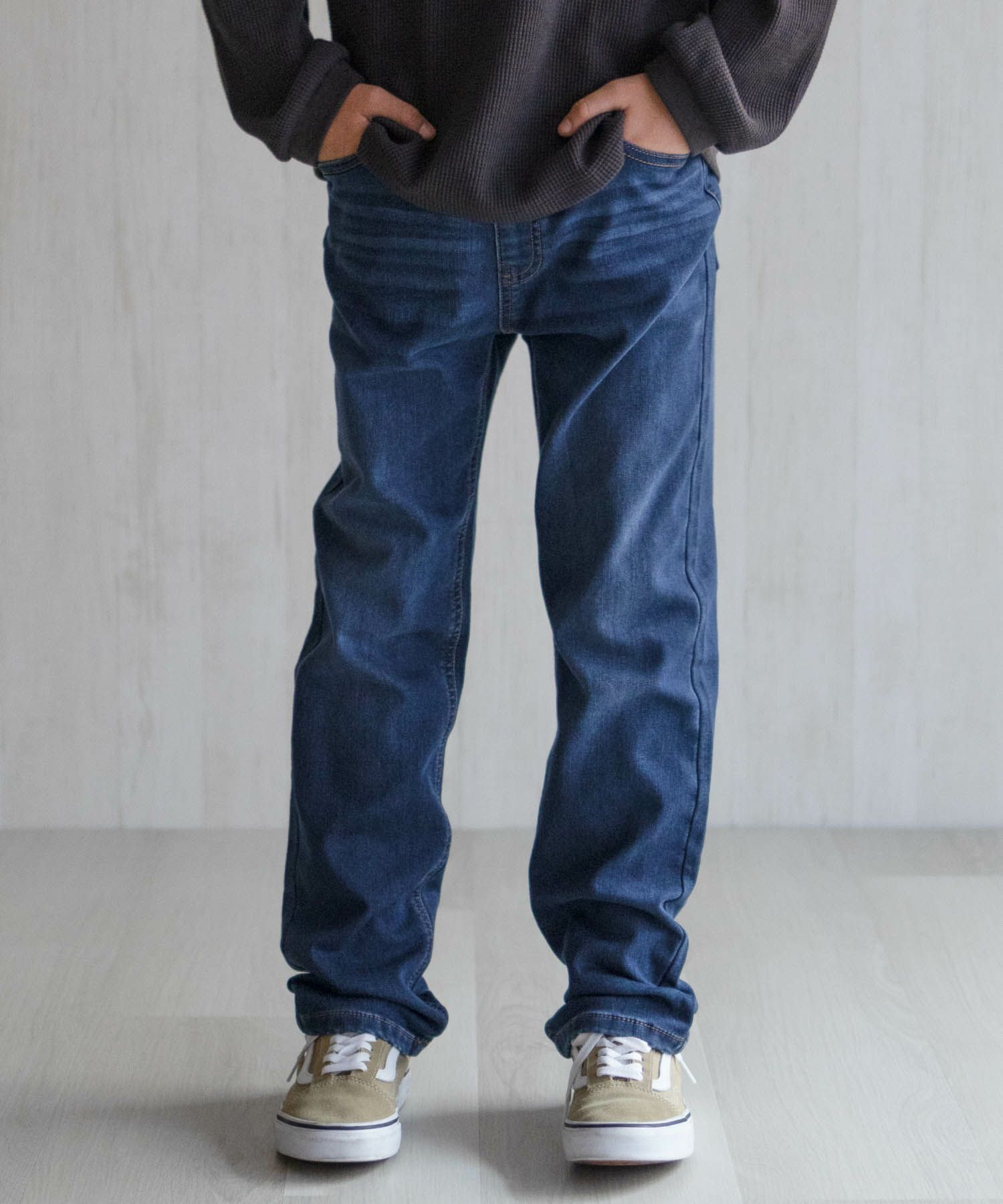 NAVY 温℃ 裏起毛 デニムレギュラーストレート キッズ商品サムネイル-13