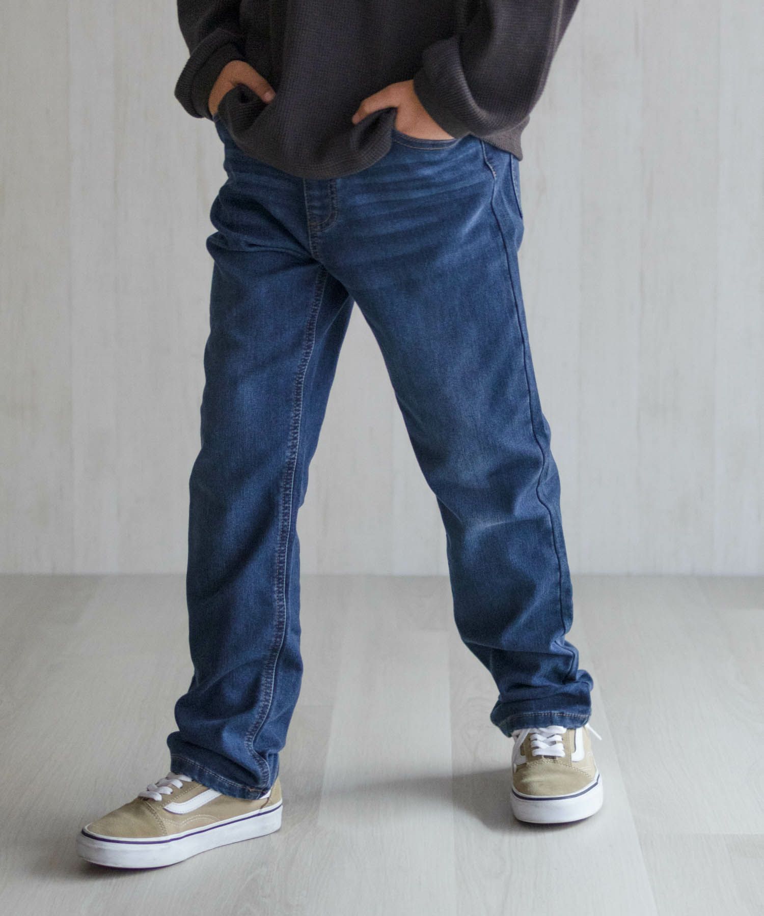 NAVY 温℃ 裏起毛 デニムレギュラーストレート キッズ商品画像-14
