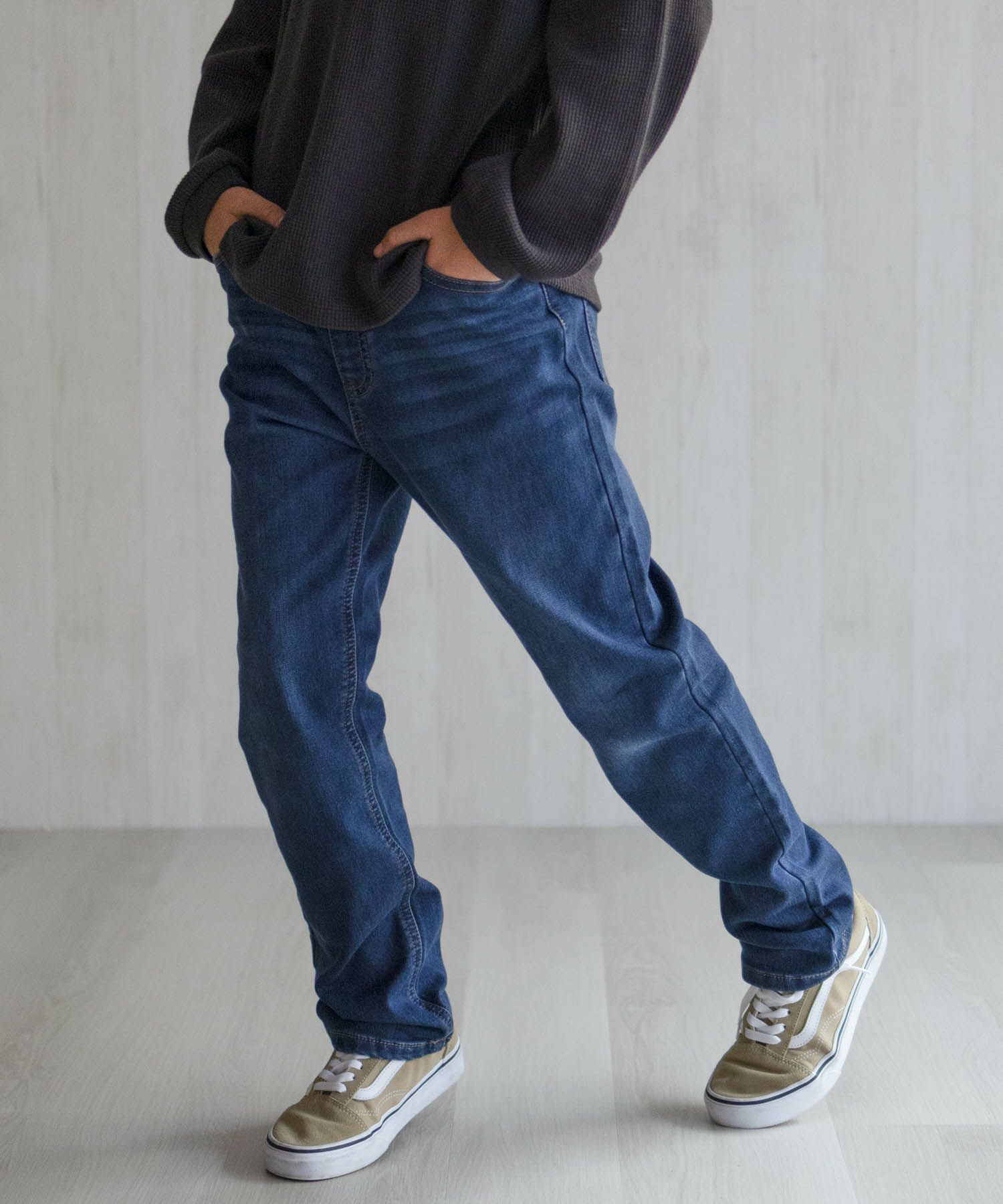 NAVY 温℃ 裏起毛 デニムレギュラーストレート キッズ商品画像-15