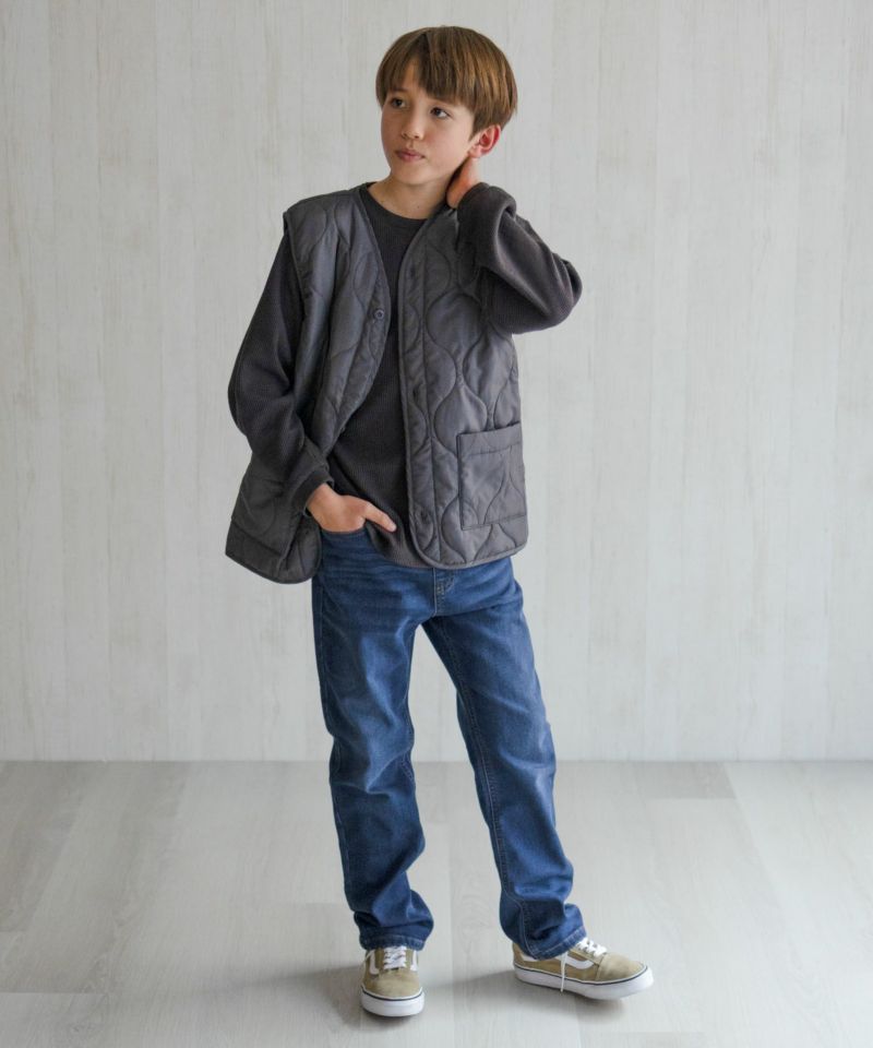 NAVY 温℃ 裏起毛 デニムレギュラーストレート キッズ商品画像-18