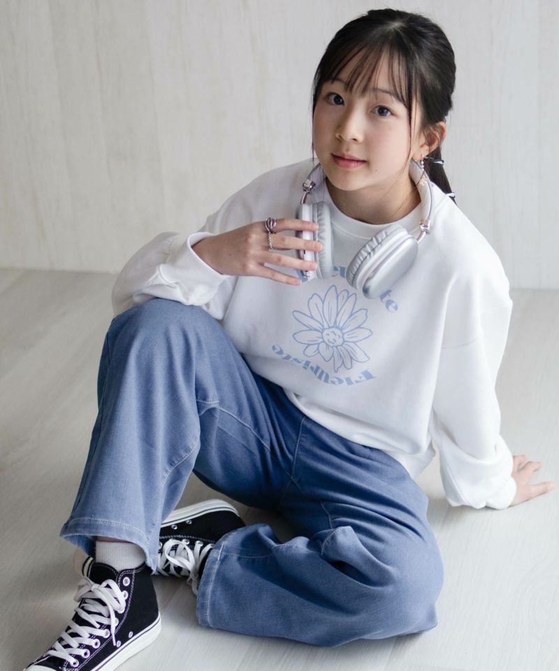 NAVY 温℃ 裏起毛 デニムワイド キッズ商品画像-1