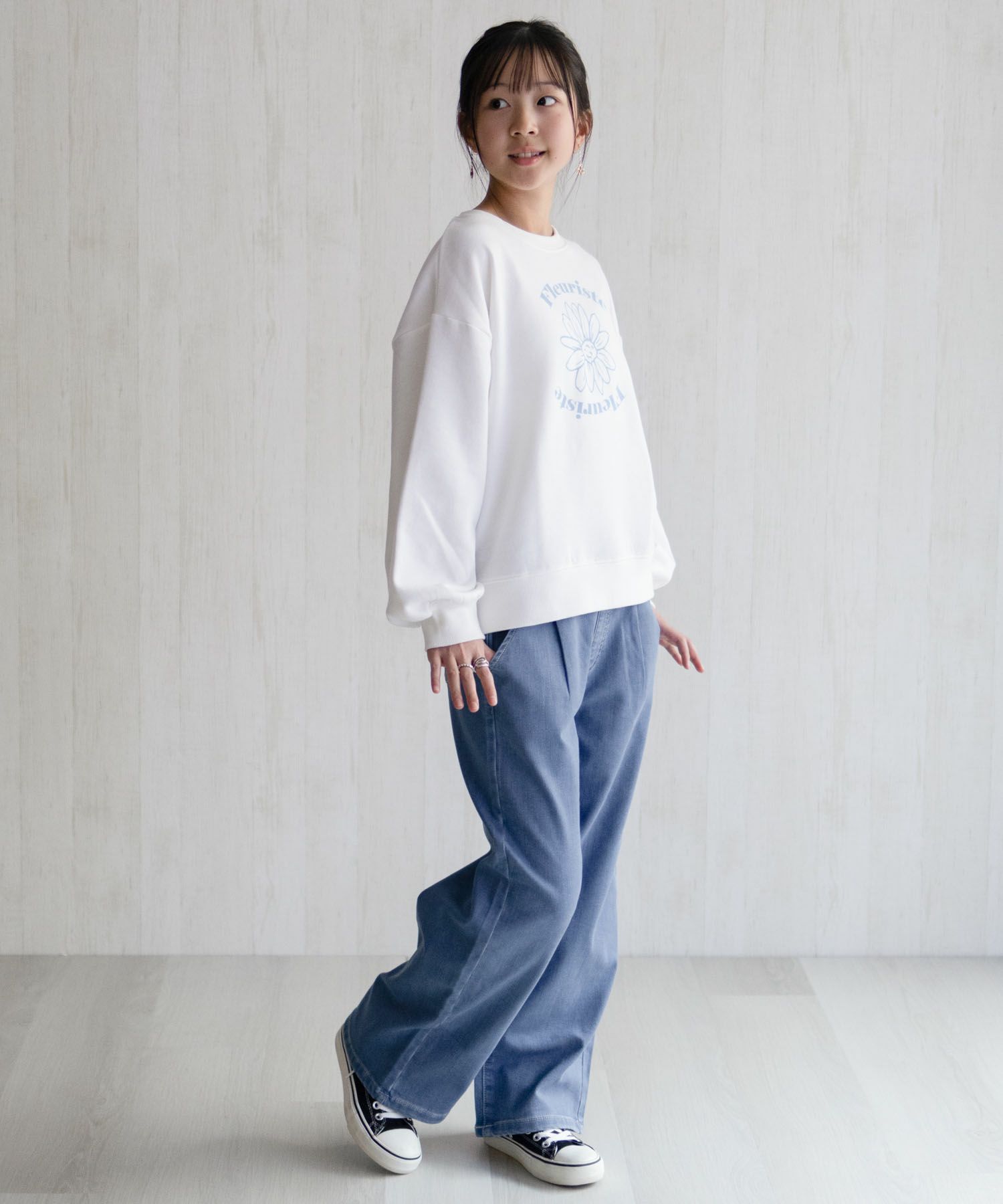 NAVY 温℃ 裏起毛 デニムワイド キッズ商品サムネイル-9