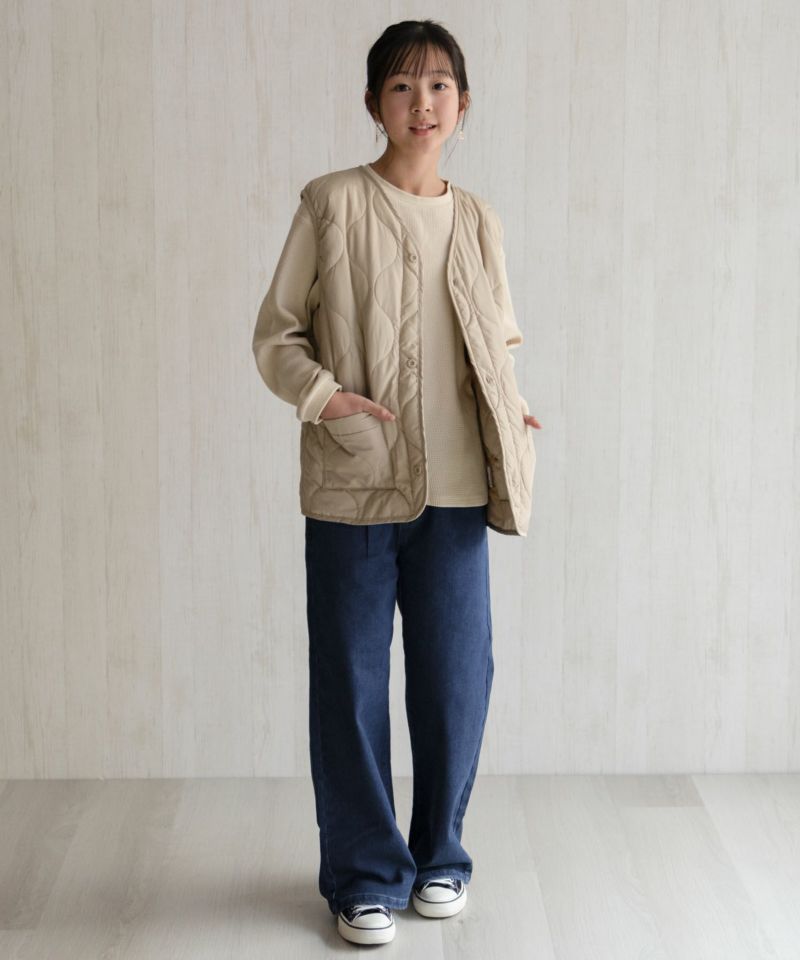 NAVY 温℃ 裏起毛 デニムワイド キッズ商品画像-19