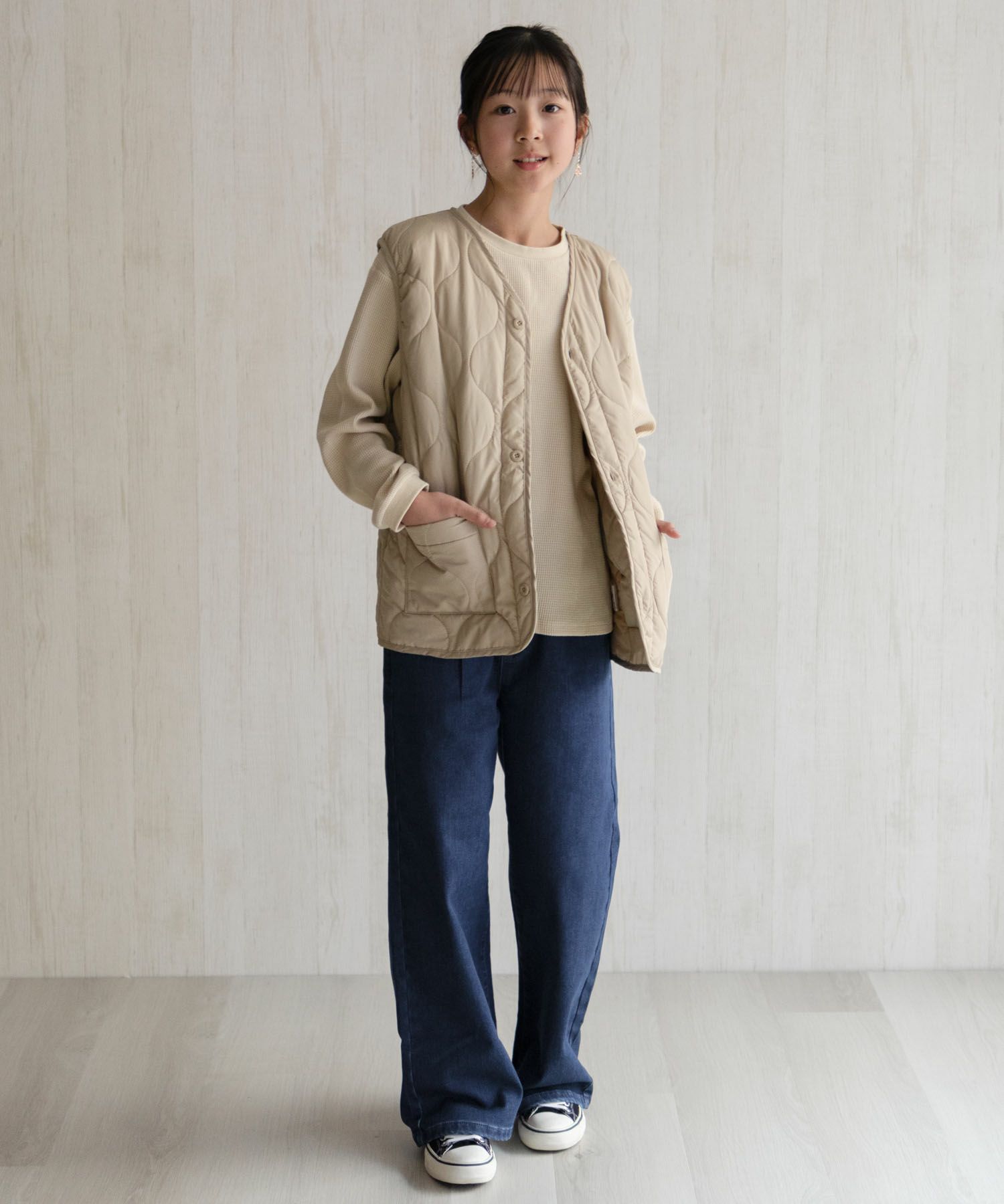 NAVY 温℃ 裏起毛 デニムワイド キッズ商品サムネイル-19