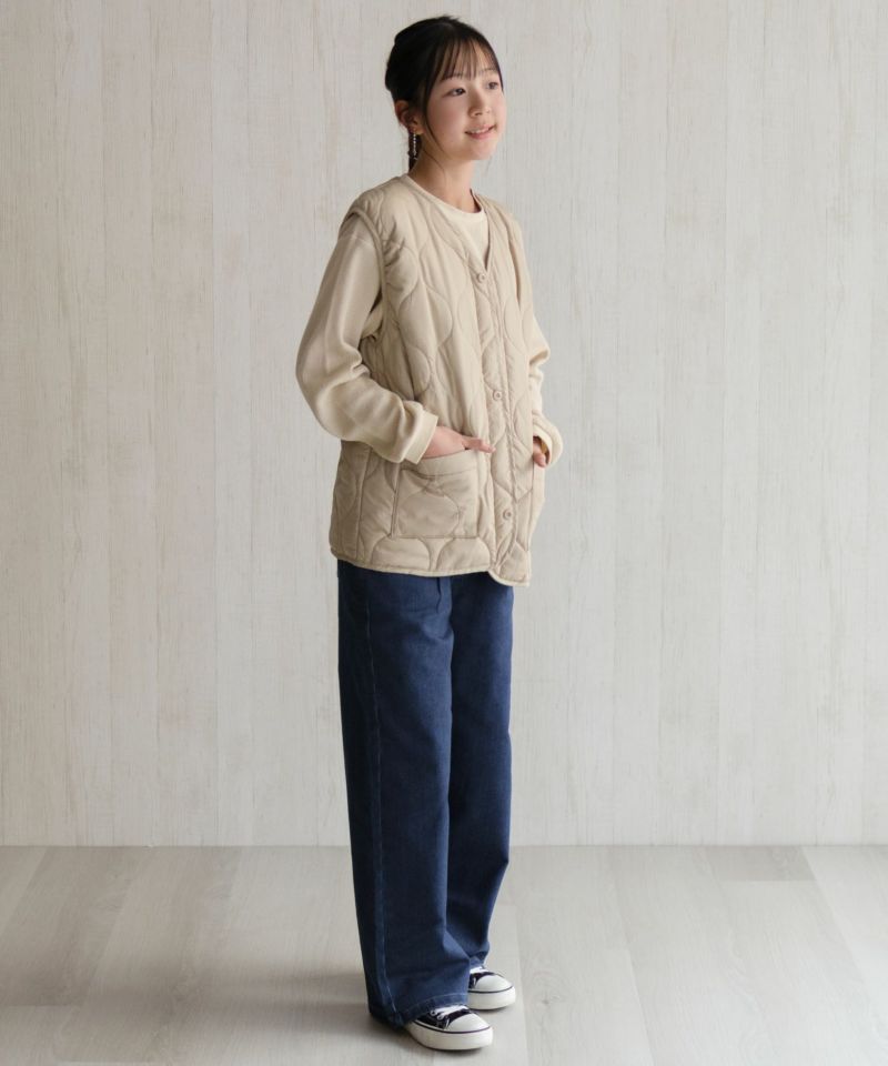 NAVY 温℃ 裏起毛 デニムワイド キッズ商品画像-21