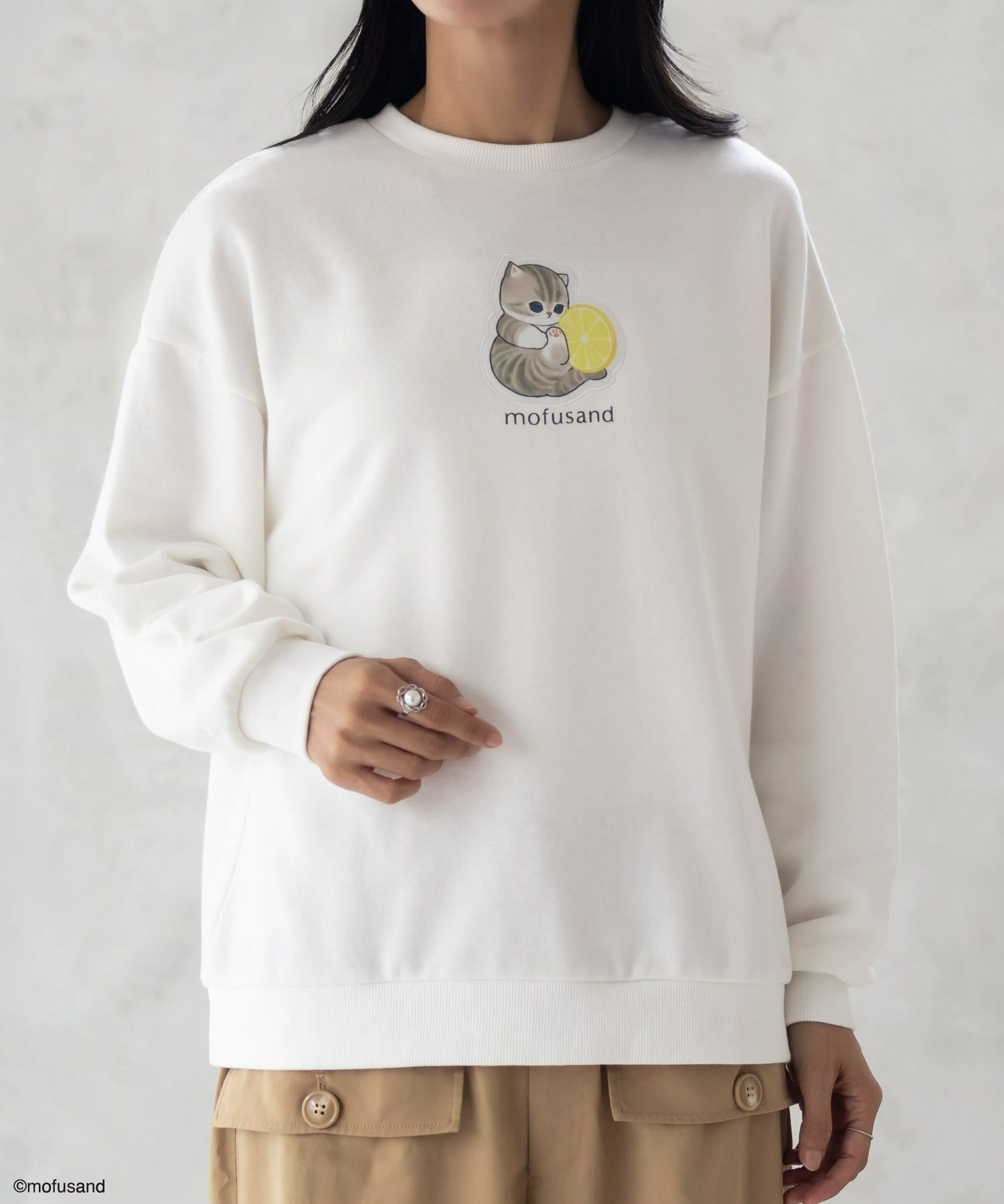 mofusand レモンプリントトレーナー レディース