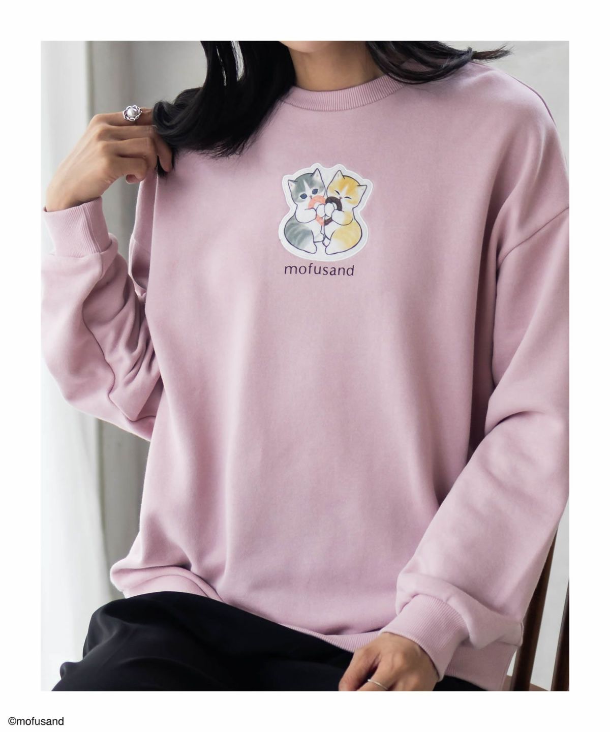 mofusand ハートプリントトレーナー レディース