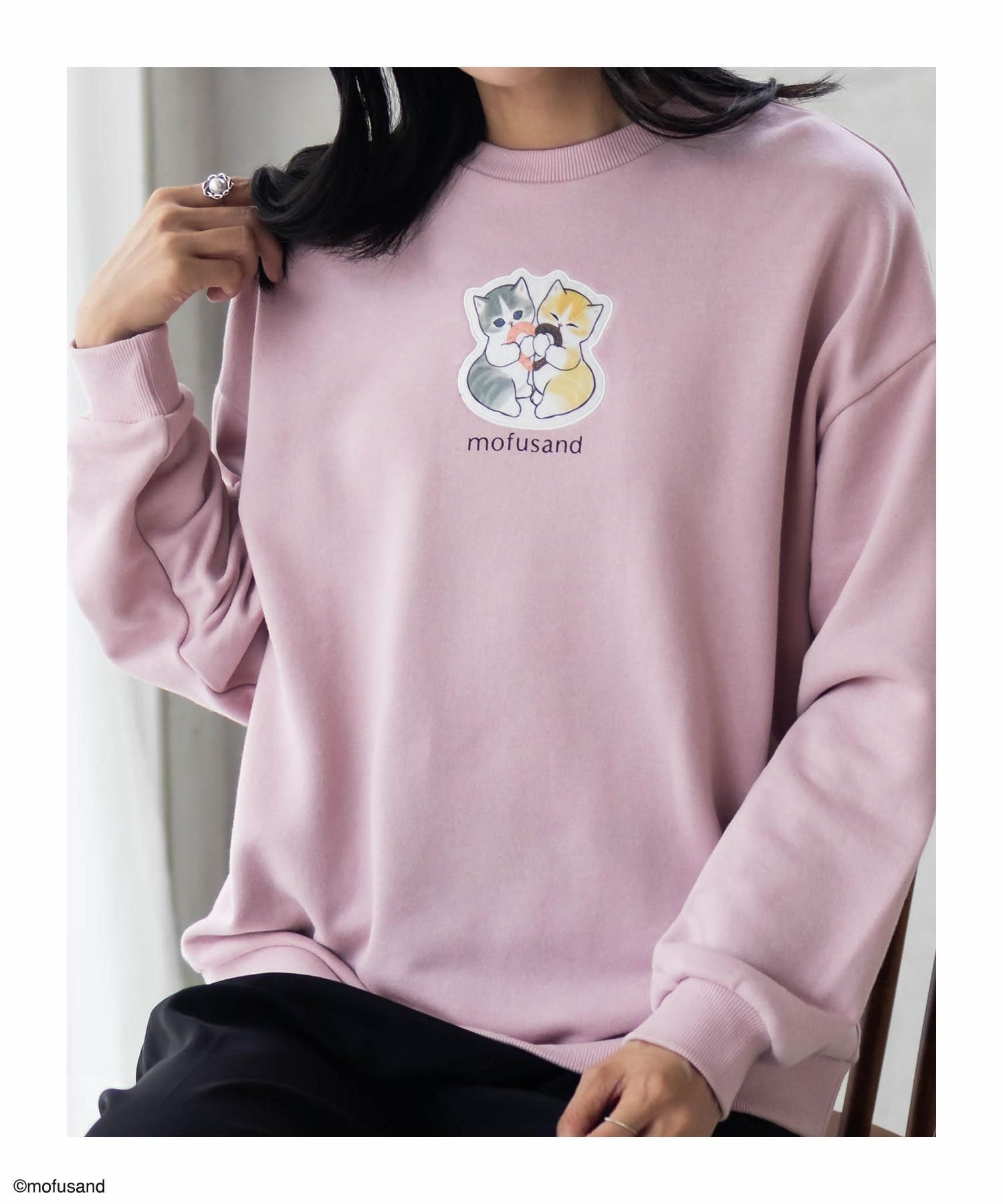 mofusand ハートプリントトレーナー レディース